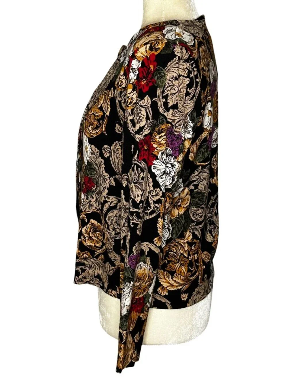 Vintage Norton McNaughton Baroque Floral Jacket Blouse Size 10 80s Tapestry